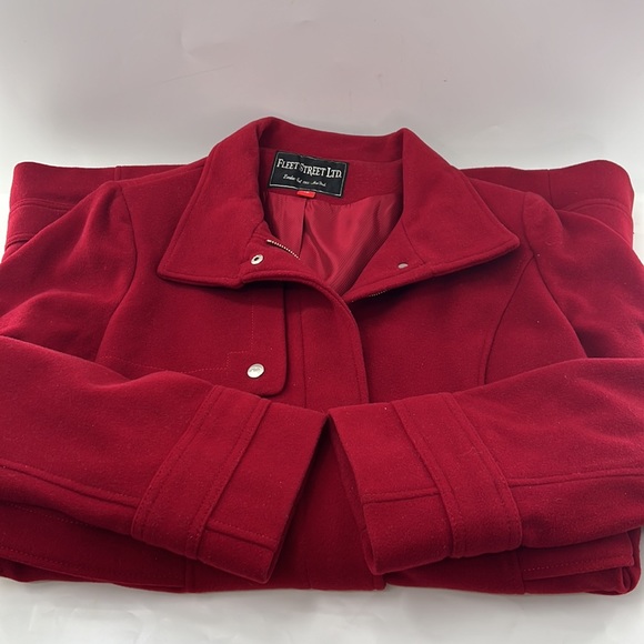 Fleet Street Red Wool Midi Driving Coat - Picture 13 of 16